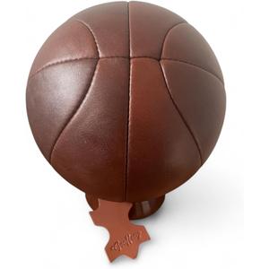 Geoffrey Basket Ball Vintage 100% Cow Leather with Wooden Base | Size 5 | Retro (Antique Brown)