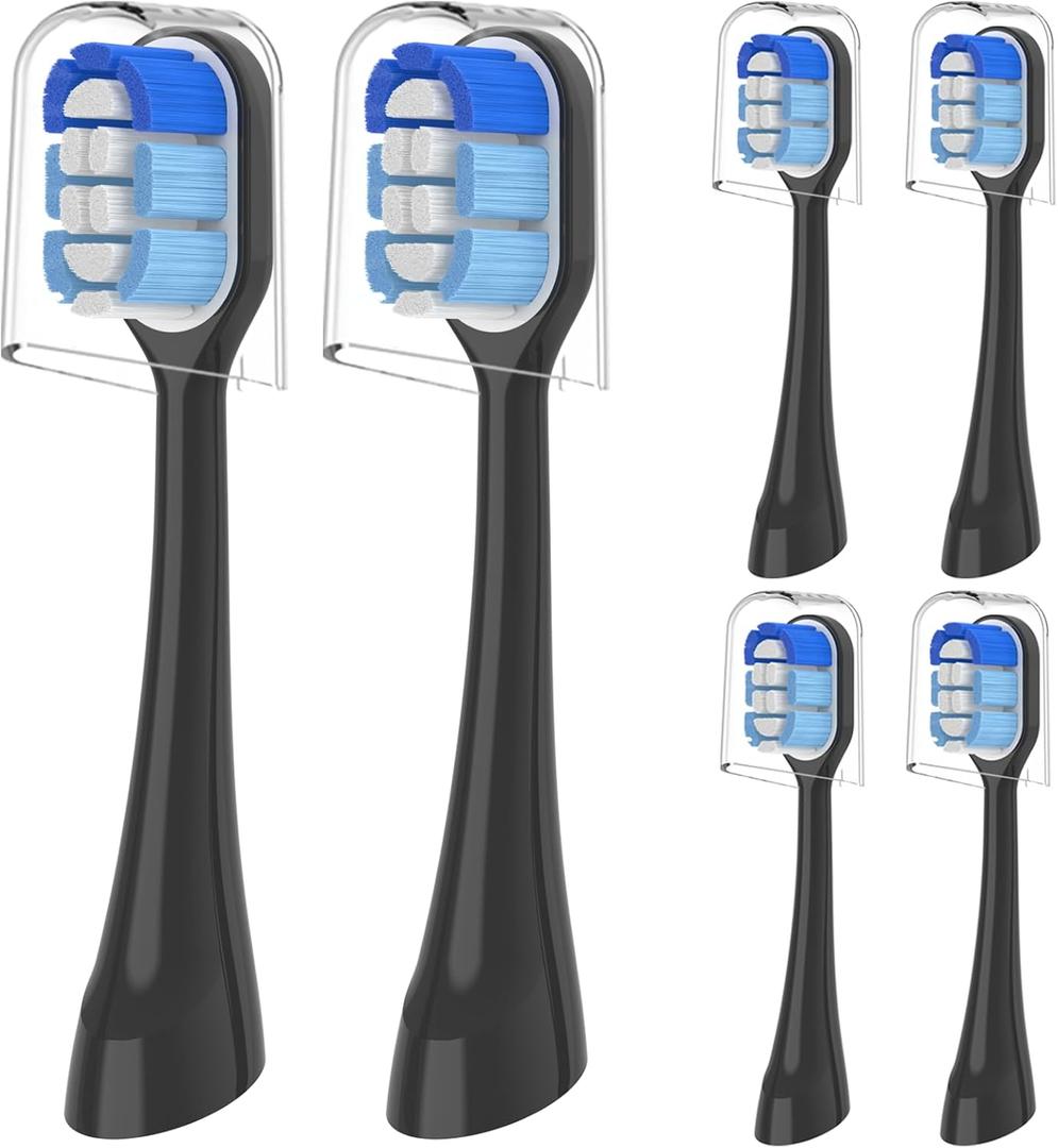 Replacement Heads Compatible with Oral-B Clic Toothbrush, 6 Pack Brush Head Refill, Black