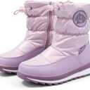 K KomForme Kids Snow Boots for Boys Girls Toddler Winter Outdoor Boots Waterproof with Fur Lined (Size: 12 Little Kid) (Pearl Purple)