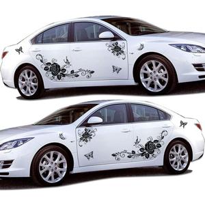 BININBOX Universal 1 Set Car Auto Body Sticker Butterfly Flower Vine Pattern Self-Adhesive Side Truck Vinyl Graphics Decals Hood Decal (Black)