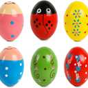 SallyFashion 6 PCS Wooden Shaker Eggs for Toddlers, Egg Maracas Percussion Shakers Musical Instruments for Party Favors Goodie Bag Stuffers Classroom Prizes