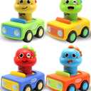 Pbooo Toys for 1 Year Old Boy, Press and Go Car Toys for Toddlers 1-3, Push and Go Animal Toy Cars Set, Birthday Gifts for 1 2 Year Old Boys, Baby Toys 12-18 Months