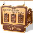 Books Read This Year Counter Sign, Book Shelf Decor, Book Lover Gifts for Women, Wooden Reading Tracker, library Decor for Home, Gift for Readers, Teachers, Librarians (Dark brown 2)