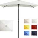 6.5x10FT Rectangular Patio Umbrella with Push Button Tilt & Crank Lift for Garden,UV Protection Outdoor Umbrella for Deck,Pool and Yard,White