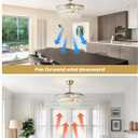 Silver Crystal Fandelier Ceiling Fan with Light, 20" Crystal Chandelier Ceiling Fans with Lights and Remote with 6 Speeds Caged for Bedroom, Living Room, Nursery