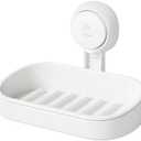 LEVERLOC Soap Dish Holder for Shower Suction Cup Wall Mounted Self Draining NO-Drilling Removable Bar Soap Sponge Holder for Bathroom Bathtub Kitchen Sink Waterproof Strong Vacuum Suction Adhesion