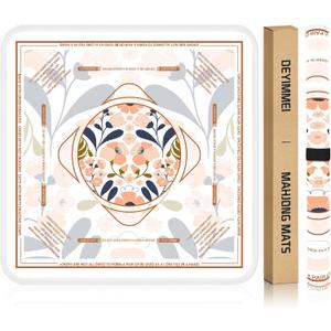 Deyimmei Neoprene Mahjong Mat for Table 31.5"x31.5" - Non-Slip, Noise Reduction Cover with Storage Pockets, American Rules & Crease-Free Rolled Shipping (Peach Blossom)
