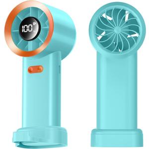 boraynarce Portable Handheld Turbo Fan, High Speed(1-100) Adjustable Desktop Mini, 4000mAh Battery Rechargeable with Digital Display,Personal for Travel/Camping/Outdoor/Home/Office. (Cyan)