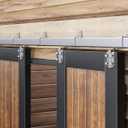 Easelife 8FT Exterior Sliding Barn Door Hardware Kit, Box Rail Track, 450lb Capacity, Sliver Weather-Resistant Steel, Wall Mount System for Outdoor Use, Fit Double 24in Door