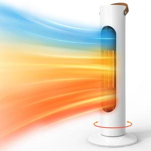 2-1 Electric Space Heaters For Indoor Use, 25" Tower Heater And Fan Combo, 70Oscillating, 3S Instant Heating,1500W, 3 Heating & Fan Modes, Electric Portable Heater For BedroomOfficeHome, White