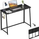 WOHOMO Folding Desk, 39.4" Narrow Writing Foldable Desk, Space-Saving Laptop Table, Easy Assemble Workstation for Home Office, Black, Large Size:39.4 x 15.7
