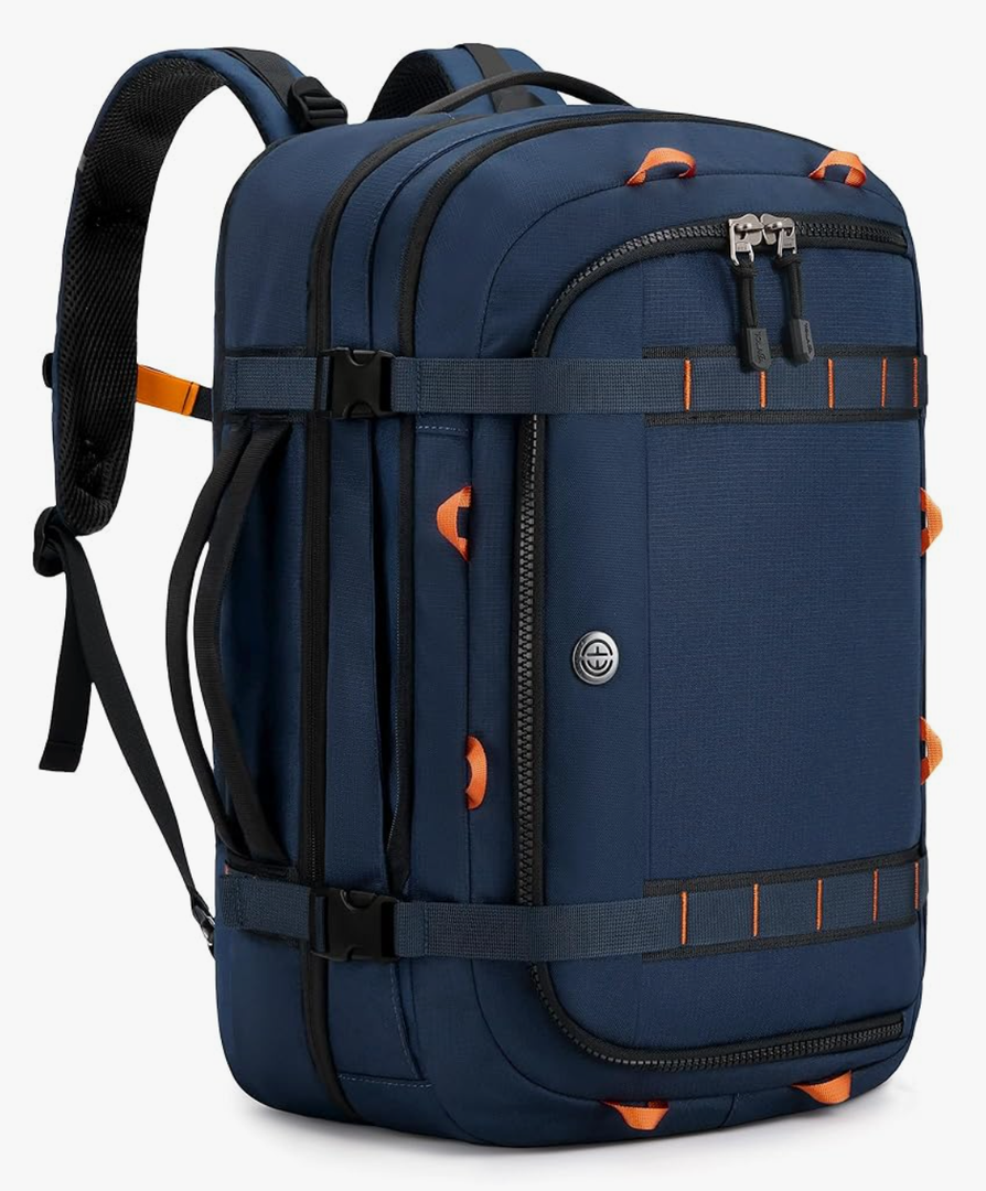 Tolaccea Travel Laptop Backpack, TSA Flight Approved Carry On Travel Duffel Backpack, Dual Laptop Storage for 17.3" and 15.6" Laptop, Large Luggage Backpack 40-45L Expandable for Men Women (Navy Blue)