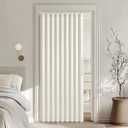 MIULEE Accordion Style Magnetic Folding Door Curtains for Doorways/Closet, Room Divider Pleated Drapes with Hooks for Interior Living Room/Bedroom/Open Closet, Cream, W39 x L78 inches, 1 Panel