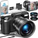 FLATIC 5K Digital Camera with WiFi, Cameras for Photography with 180Flip Screen, Vlogging Camera with 64GB Card, Battery, Camera for Beginner, Teens