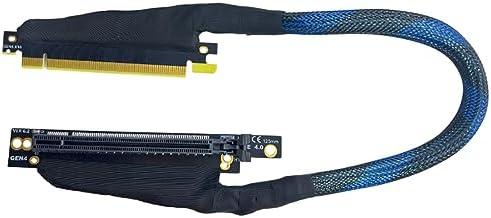 JMT PCIE 4.0 X16 Extension Cable 32GBS GEN4 Braided Mesh Harness Riser for AI Server Graphics Card Bendable GPU Adapter (30cm,16AD4 Right-Right)