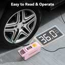 Inzeetor 150 PSI Tire Inflator Portable Air Compressor, 12V DC Auto Shutoff Air Pump with Digital Pressure Gauge and Emergency LED Light for Car Tires, Bicycle & Balloons, Pink