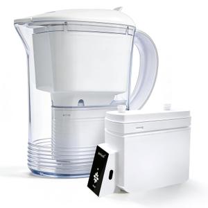 Electric Water Filter Pitcher for Tap and Drinking Water,Long-Life FilterRemoves 99% Lead, BPA-Free, Fits Fridge, for Tap Water Purification (White)