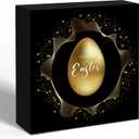 Gold Happy Easter Egg Wooden Box Sign Desk Decor, Luxury Black and Golden Easter Decorative Wood Signs for Home Office Desk Shelf Table Decorations, 5x5 Inch