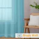 Gwine Short Kitchen Sheer Curtains 36 Inch Length - Light Filtering Voile Small Half Window Curtain for Basement, Rod Pocket Cafe Curtains for Bathroom Cabinet, 42Wx36L Inch, 2 Panels, Aqua