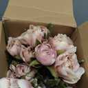 Thiccywoov 12 Pcs Faux Peony Stems Flowers Bulk Vintage Artificial Silk Peonies Stems Real Look Fake Peonies Branch for Vase Filler DIY Bouquet Centerpiece Home Indoor Outdoor Decor (Brownish)