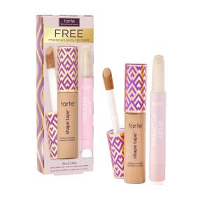 tarte icons shape tape concealer & maracuja juicy lip duo  Full Coverage Concealer for Dark Circles & Fine Lines with Hydrating Nourishing Lip Gloss Balm, Vegan & Cruelty Free (35N medium & sunflower)