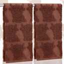 SmoothNovelty 2 Pcs 3D Highland Cow Hand Towels Bathroom Decor Dark Brown 100% Cotton Absorbent Jacquard Weave Decorative Towels for Bathroom Kitchen Highland Cow Gift, 14 x 29 Inches