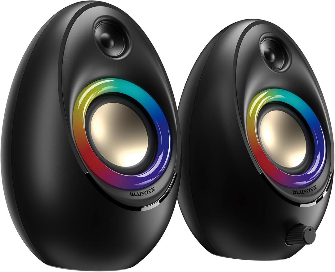 Bluedee Computer Speakers for Desktop PC, Bluetooth 5.4 Desktop Speakers with 2 Speaker Units, Dynamic RGB Light USB Speaker, USB/Type-C Powered Plug & Play PC Speakers for Desktop, Laptops, Tablet