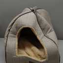 WINDRACING Cat Bed for Indoor Cats - Cat Cave Beds Cat House Cat Tent with Removable Washable Cushioned Pillow, Soft Kitten beds,Cat Beds & Furniture, for Small and Medium Pet Bed (M(15 x 15 x 15 Inch), Beige)