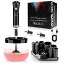 Electric Makeup Brush Cleaner and Dryer Machine - Super Fast Clean and Dry Make Up Brushes - Automatic Cosmetic Brush Spinner Washer Tools (Black)