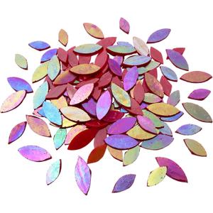 120 Pcs Iridescent Red Petal Mosaic Tiles, Hand Cut Stained Glass Petals, Floral Mosaic Tiles, Tiffany Glass Flower Petals Supplies Kit for Mosaics and Crafts, Mixed Sizes, Magic Iridescent Red