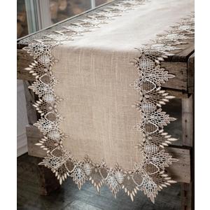 Lace Runner Neutral Earth Tones Table Runner Dresser Scarf Coffee Table Runner (16Wx36L)