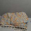 ENJOYBRIDAL Orange Floral Curtains 96 Inch Long Boho Light Filtering Drapes Vintage Jacquard Rod Pocket Semi Sheer Window Curtain Panels Bedroom Living Room Tassel 2 Panels Set Window Treatments