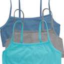 Hanes Women's Cotton String Bralette (3 Pack) (Medium, Denim Jacket/Concrete Heather/Ultra Blue)