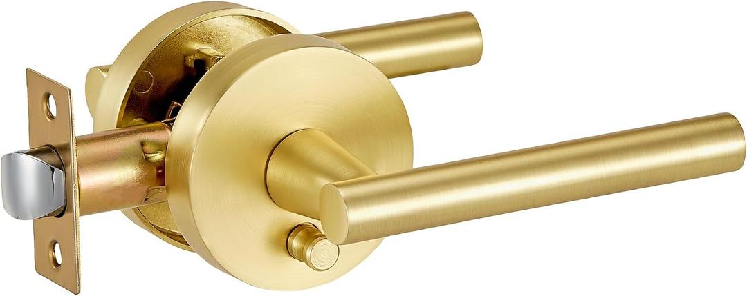 Lethato Brushed Gold Door Handles Interior, Gold Interior Door Handle, Heavy Duty Interior Bedroom/Bathroom Lever Door Handle Interior(1 Pack)