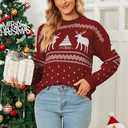 Cakulo Womens Funny Ugly Christmas Sweater Oversized Chunky Batwing Long Sleeve Crewneck Pullover Sweaters 2025 Reindeer M
