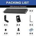 2 Pack 2060 T Slot Aluminum Extrusion 1220mm 48 Inch Black