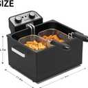 4.9 Liters/20 Cups 1800W Large Electric Deep Fryer with 3 Frying Baskets, Adjustable Temperature,View Window Lid,Countertop Stainless Steel Body Deep Fryer Pot, Fry Fish for Home Use