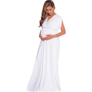 KOH KOH Womens 2026 Long Short Sleeve V-Neck Maternity Summer Flowy Gown Maxi Dress (Small)