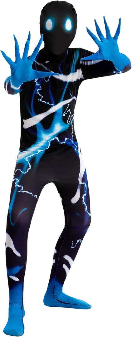 Spooktacular Creations Boys Scary Halloween Costume for Kids, Slenderman Skin Bodysuit, Skinsuit Boys (Large( 10 - 12 yr ))