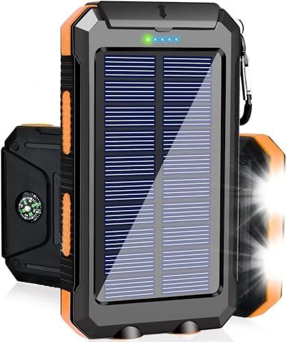 Saraupup Solar Charger Power Bank, 38800mAh Portable Charger Fast Charger Dual USB Port Built-in Led Flashlight and Compass for All Cell Phone and Electronic Devices