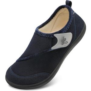 LeIsfIt Slippers for Men Wide House Shoes Adjustable Diabetic House Slippers Arthritis Edema Slipper Shoes Indoor Outdoor Navy Size 9 (L)