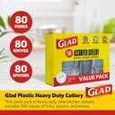 Glad Clear Disposable Cutlery Set with Heavy Duty Plastic Forks, Knives, and Spoons, Reusable Dishwasher Safe Plastic Utensils for Parties and Everyday Use, 240 Count