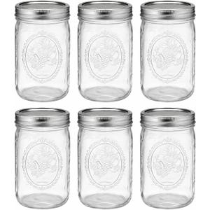 Wide Mouth 32 oz Mason Jars with Lids and Bands - 6 Pack - Packed in North Mountain Supply ImpactGuard Box - BPA-Free, Made in the USA for Canning, Freezing, Storing, and More