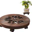 Wood Plant Stand Indoor,Plant Caddy with Lockable Wheels,Pot Stand,Rolling Plant Stand with CastersPlant Dolly with Wheels ,Low Heavy Duty Plant Base with Wheels (12")
