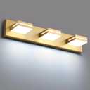 SineRise LED Modern Bathroom Vanity Light Fixtures (3-Light, 24-Inch), Matte Gold Modern Acrylic Bathroom Wall Lighting Fixtures Over Mirror (Cool White 6000K)