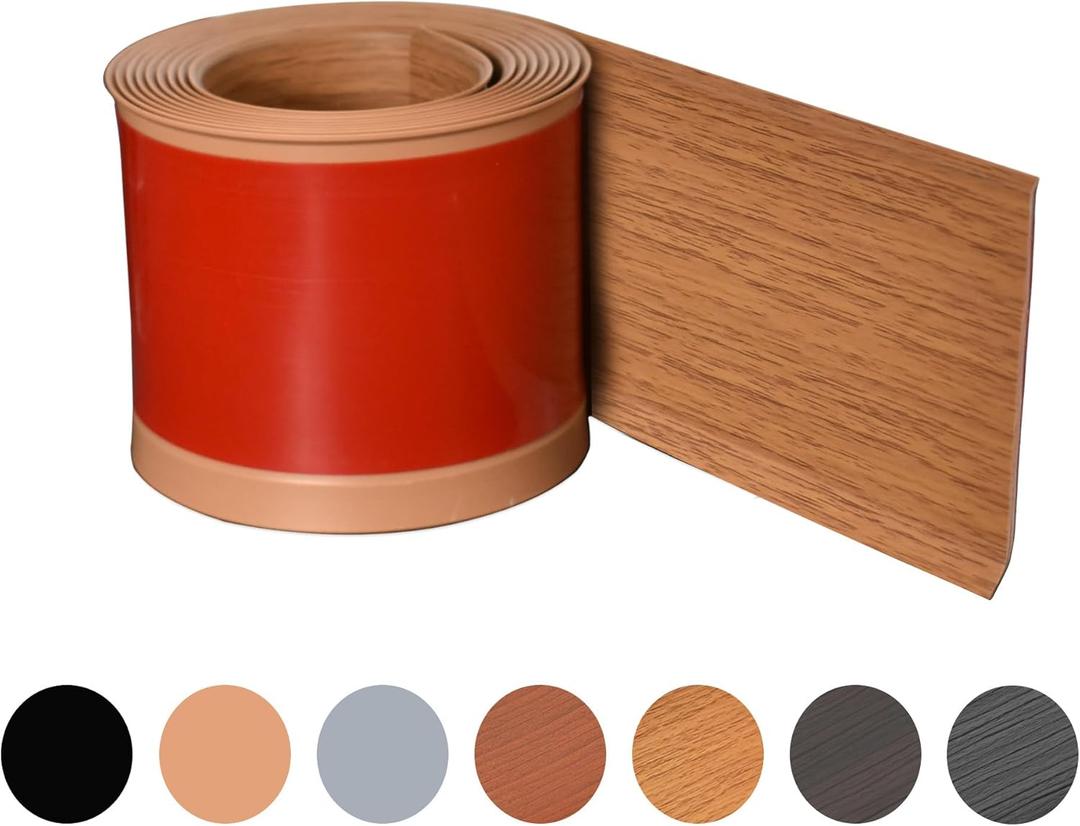 Oak Wall Molding Trim 3 Inch x 10 Feet, Wall Base Baseboard Molding Trim Flexible Self Adhesive Rubber Wall Base Moulding Trim Peel and Stick Design Home Decoration Skirting Line