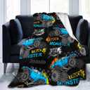 Monster Cartoon Truck Car Throw Blanket Soft Bed Bedding Warm Cozy Plush Flannel Fleece Blankets Gifts for Kids Boys Teens, Sofa Couch Bedroom Home Decor, 50"x40"