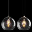 Clear Glass Pendant Lights Kitchen Island Lighting Globe Pendant Light Fixtures Modern Pendant Lighting for Kitchen Island Bedroom Living Dining Room Light Fixture(9.84in, 2-Pack)
