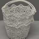 WILLBOND 4 Pcs White Flower Girl Basket with Handle for Wedding Ceremony, 5.9 x 4.72 x 4.33 Inch