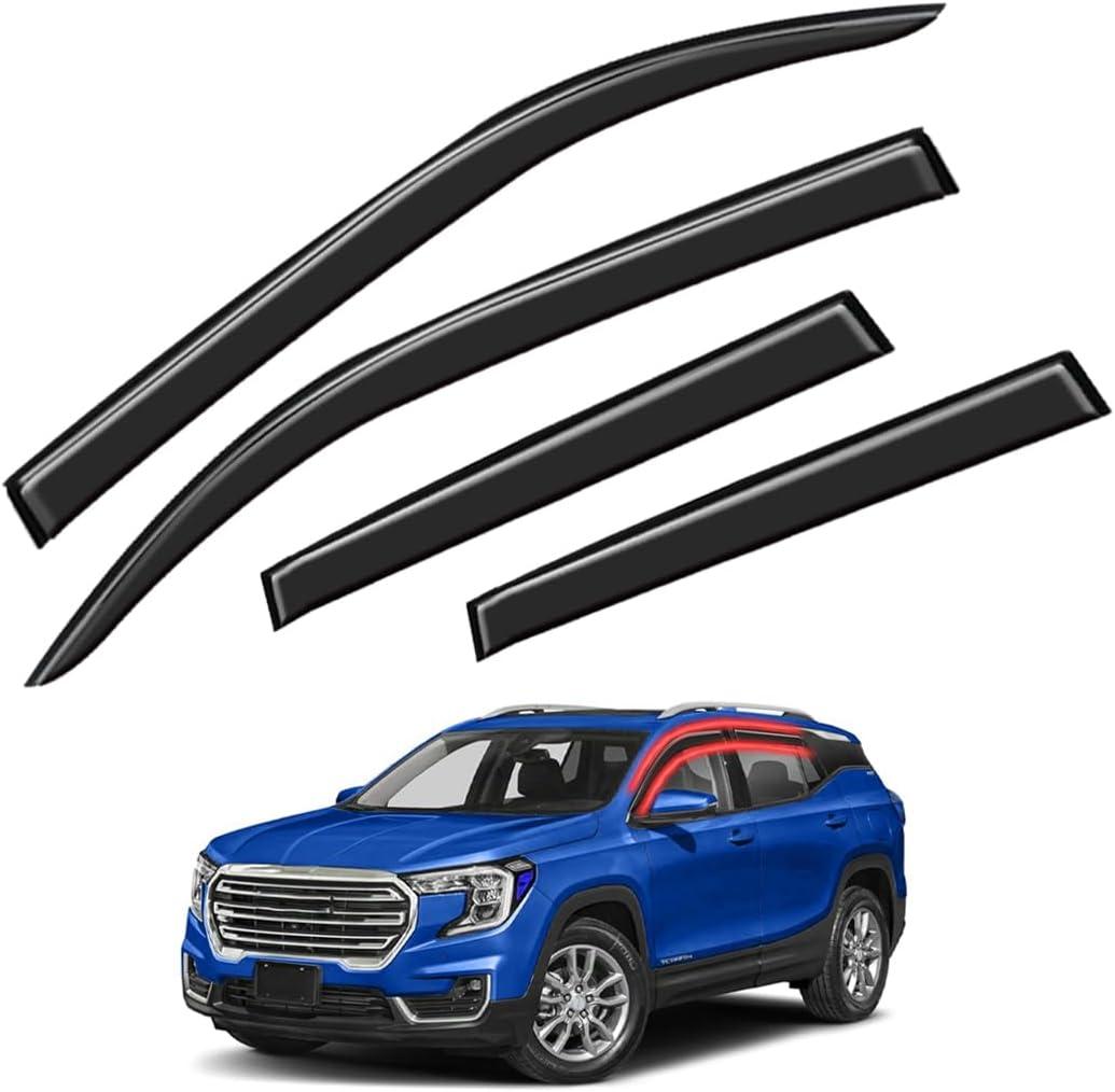 Window Visors Rain Guards for Car Windows with Fit for 2018-2023 GMC Terrain SLE SLT AT4 Denali, 4pcs Front and Rear Sun/Rain Guards, Smoke Window Deflectors